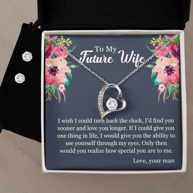 Forever Love Necklace + Clear CZ Earrings For Wife | My Store